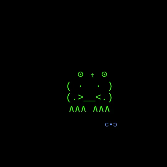 ASCII Frog — An ASCII frog catches flies with its tongue. Minimal animation inspired by the typographic culture of the web.