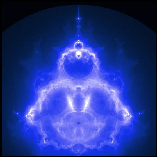 Buddhabrot — The Buddhabrot: every orbit escaping z² + c deposits its whole path into a density map. Millions of orbits later, a seated luminous figure emerges from the noise. A live Monte Carlo render (Melinda Green, 1993).