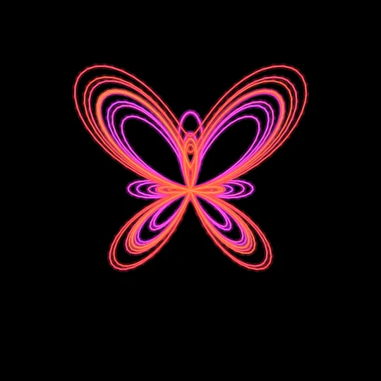 Butterfly — Fay's transcendental curve, expressed in polar coordinates with exponentials and sines. A mathematical butterfly from a single equation.
