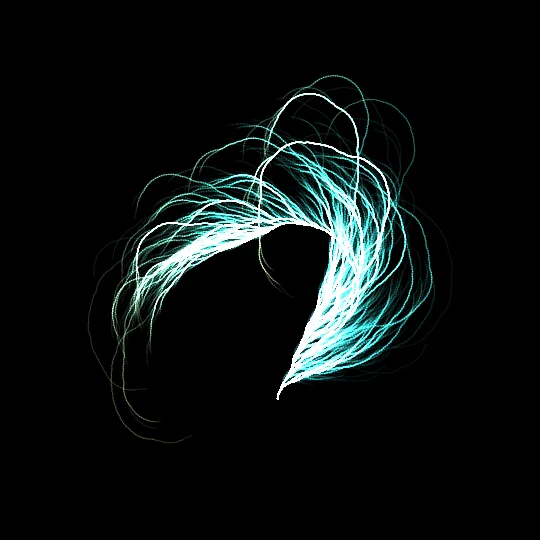 Collatz Coral — Thousands of Collatz (3n+1) sequences retraced backwards from 1: even turns clockwise, odd counter-clockwise, and shared prefixes redraw the same trunk until a glowing coral emerges. A conjecture open since 1937.