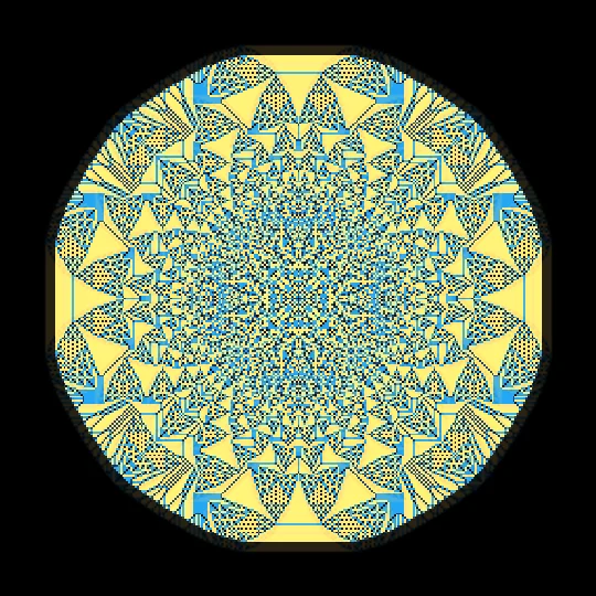 Sandpile — The abelian sandpile of Bak, Tang and Wiesenfeld: grains dropped one by one onto a grid; any cell reaching 4 topples onto its neighbours, unleashing avalanches at every scale. Out of the chaos grows a perfectly deterministic fractal mandala (1987).